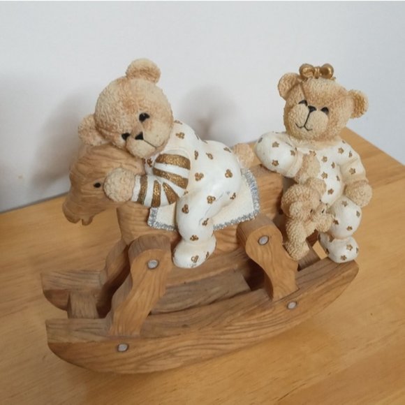 Teddy Bears On Rocking Horse Figurine - Picture 2 of 6